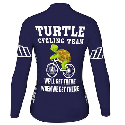 Personalized Turtle Women's Winter Thermal Fleece Cycling Jersey Long Sleeve