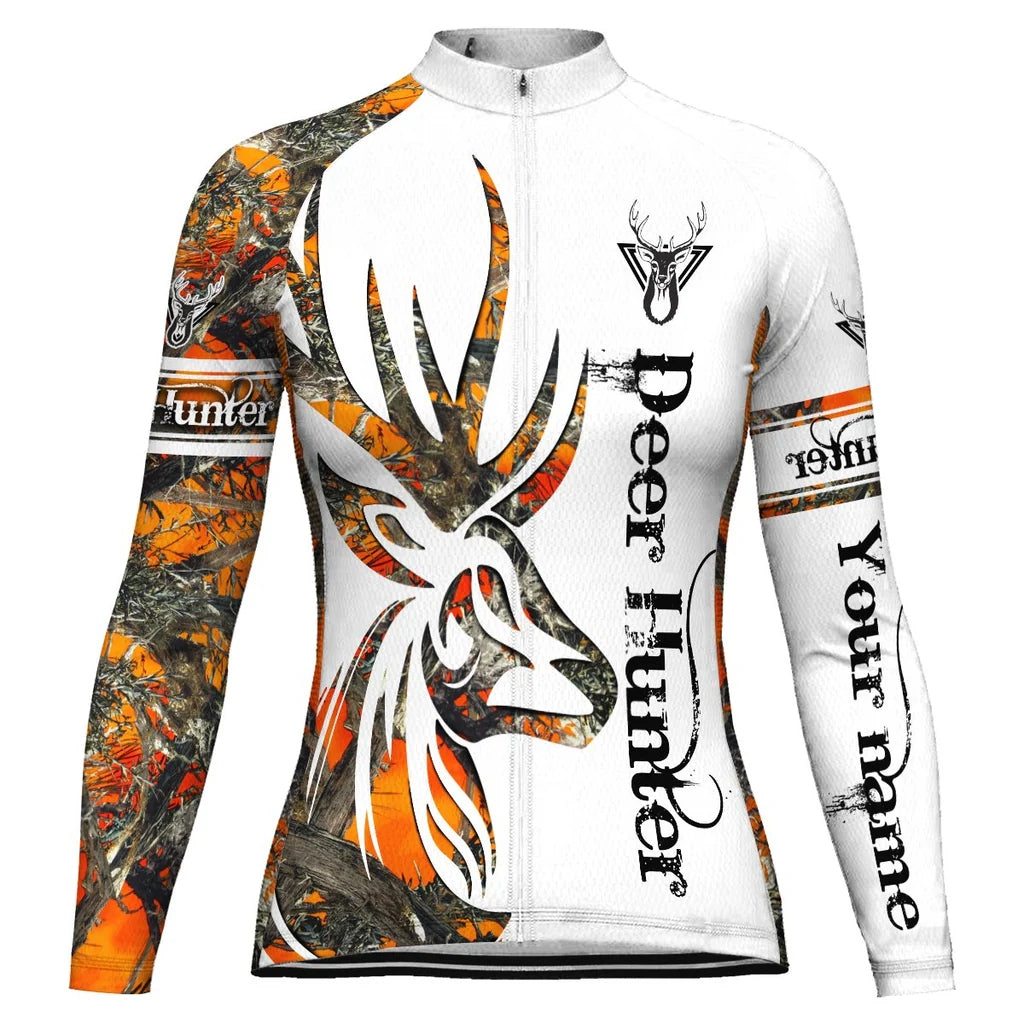Personalized Deer Women's Winter Thermal Fleece Cycling Jersey Long Sleeve