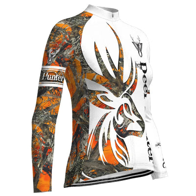 Personalized Deer Women's Winter Thermal Fleece Cycling Jersey Long Sleeve