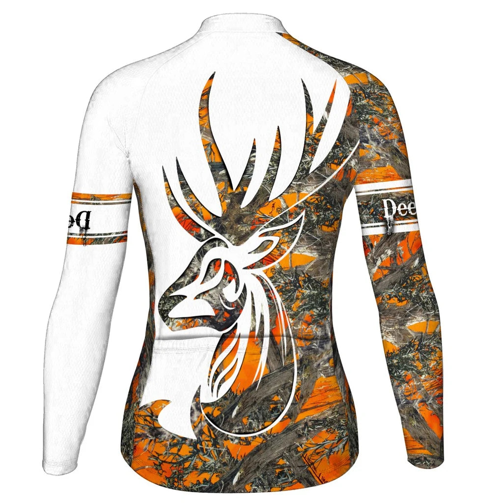 Personalized Deer Women's Winter Thermal Fleece Cycling Jersey Long Sleeve