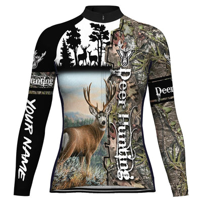 Personalized Deer Women's Winter Thermal Fleece Cycling Jersey Long Sleeve
