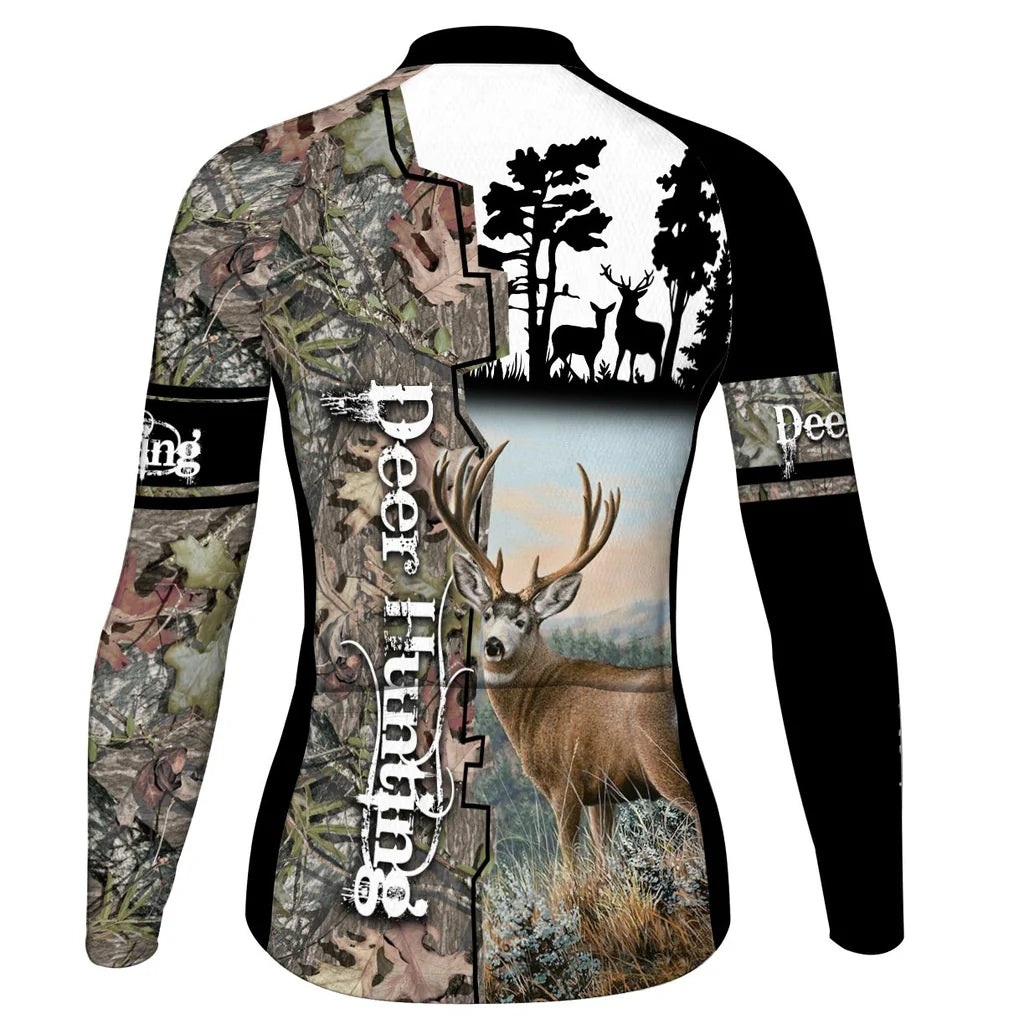 Personalized Deer Women's Winter Thermal Fleece Cycling Jersey Long Sleeve