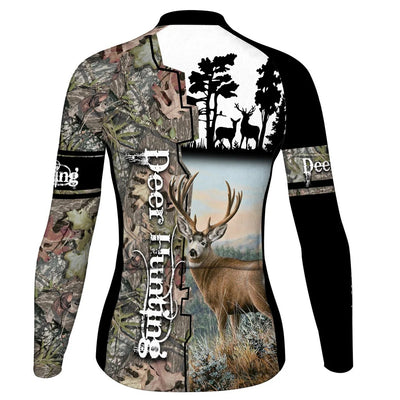 Personalized Deer Women's Winter Thermal Fleece Cycling Jersey Long Sleeve