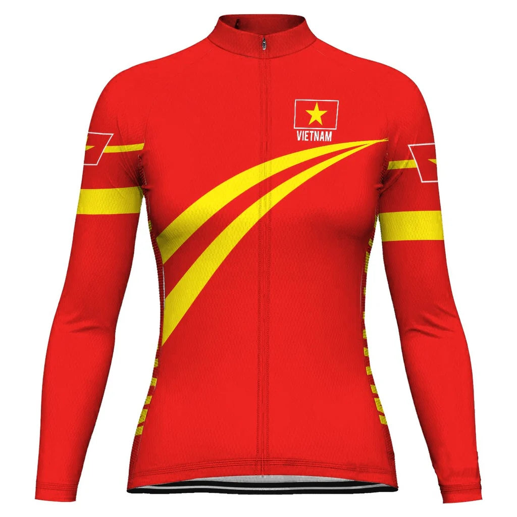Personalized Vietnam Women's Winter Thermal Fleece Cycling Jersey Long Sleeve