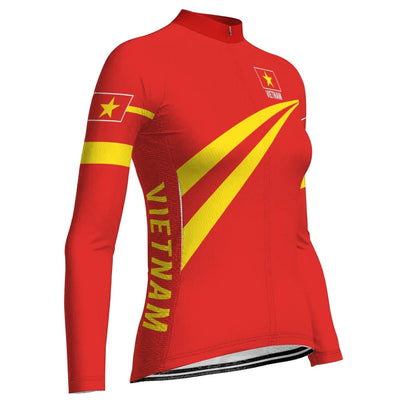 Personalized Vietnam Women's Winter Thermal Fleece Cycling Jersey Long Sleeve