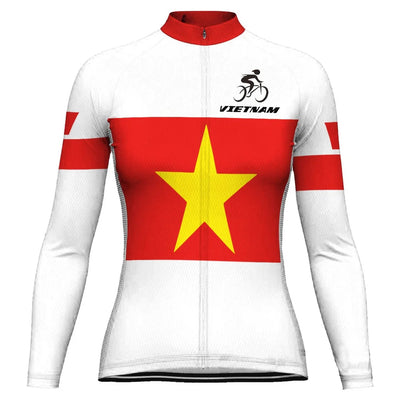Personalized Vietnam Women's Winter Thermal Fleece Cycling Jersey Long Sleeve