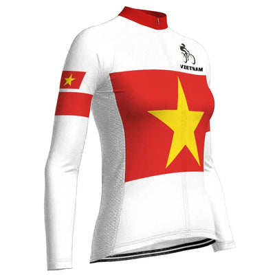 Personalized Vietnam Women's Winter Thermal Fleece Cycling Jersey Long Sleeve