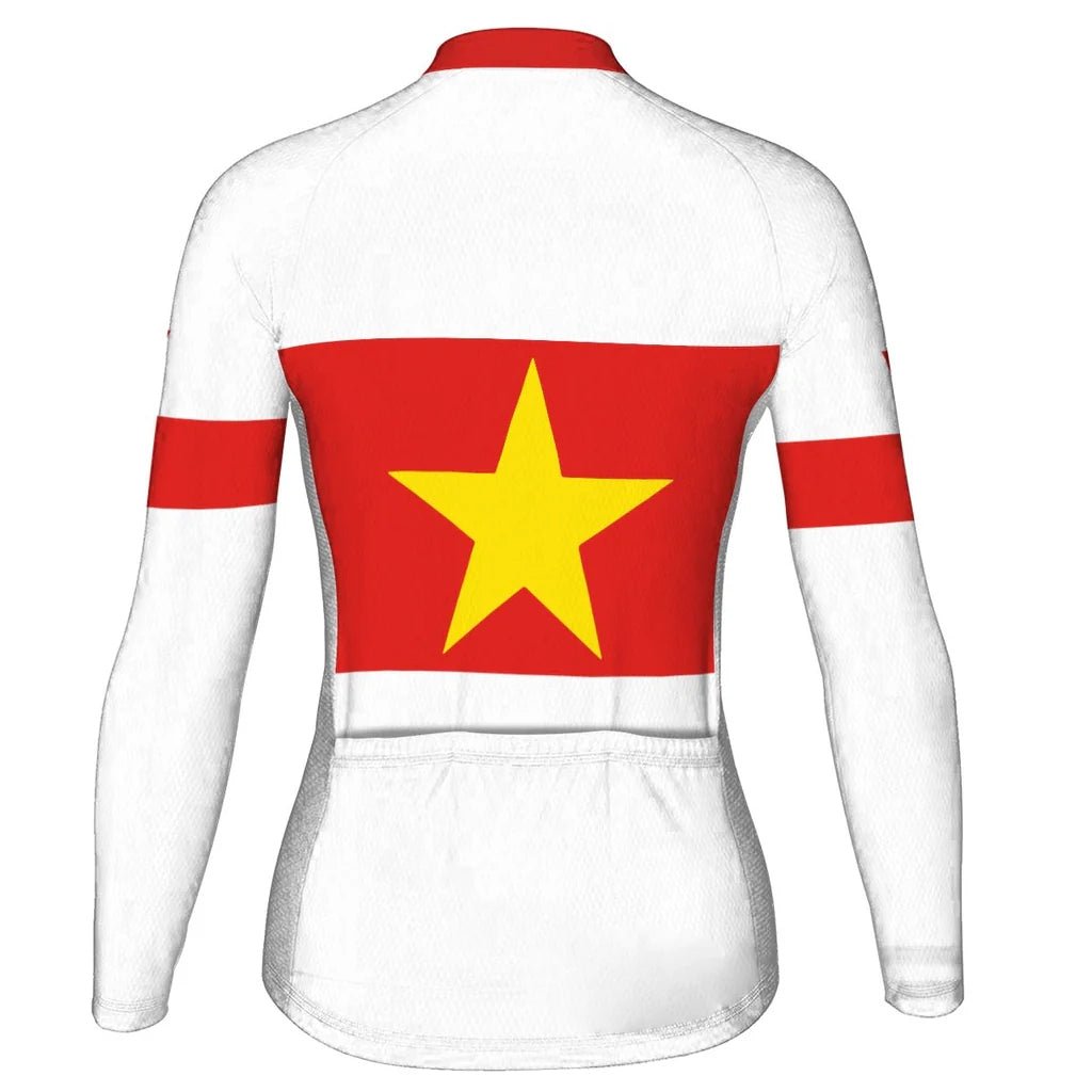 Personalized Vietnam Women's Winter Thermal Fleece Cycling Jersey Long Sleeve