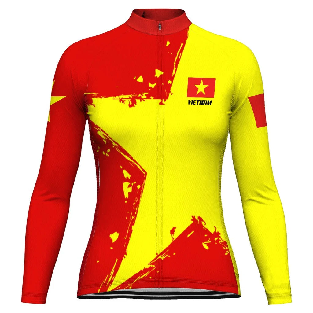 Personalized Vietnam Women's Winter Thermal Fleece Cycling Jersey Long Sleeve