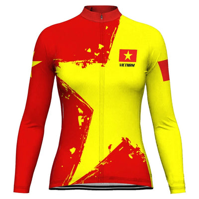 Personalized Vietnam Women's Winter Thermal Fleece Cycling Jersey Long Sleeve