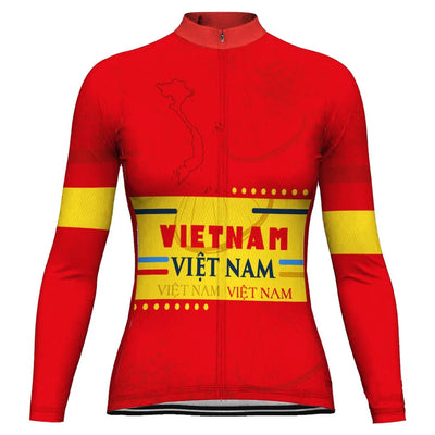 Personalized Vietnam Women's Winter Thermal Fleece Cycling Jersey Long Sleeve