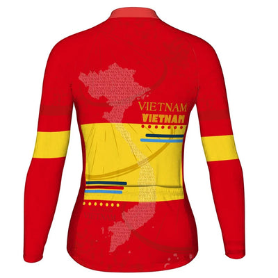 Personalized Vietnam Women's Winter Thermal Fleece Cycling Jersey Long Sleeve