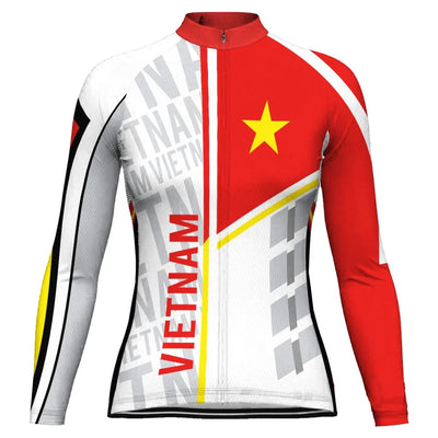 Personalized Vietnam Women's Winter Thermal Fleece Cycling Jersey Long Sleeve