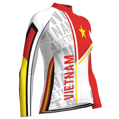 Personalized Vietnam Women's Winter Thermal Fleece Cycling Jersey Long Sleeve