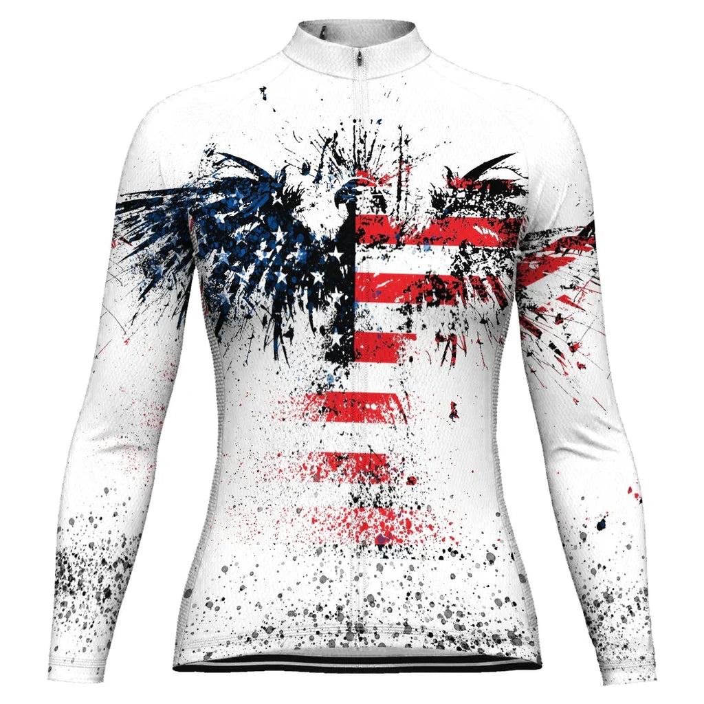 Personalized Eagle Women's Winter Thermal Fleece Cycling Jersey Long Sleeve