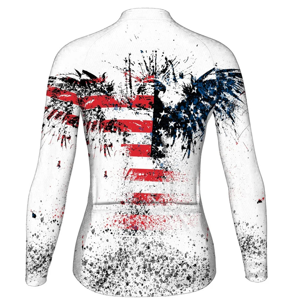 Personalized Eagle Women's Winter Thermal Fleece Cycling Jersey Long Sleeve