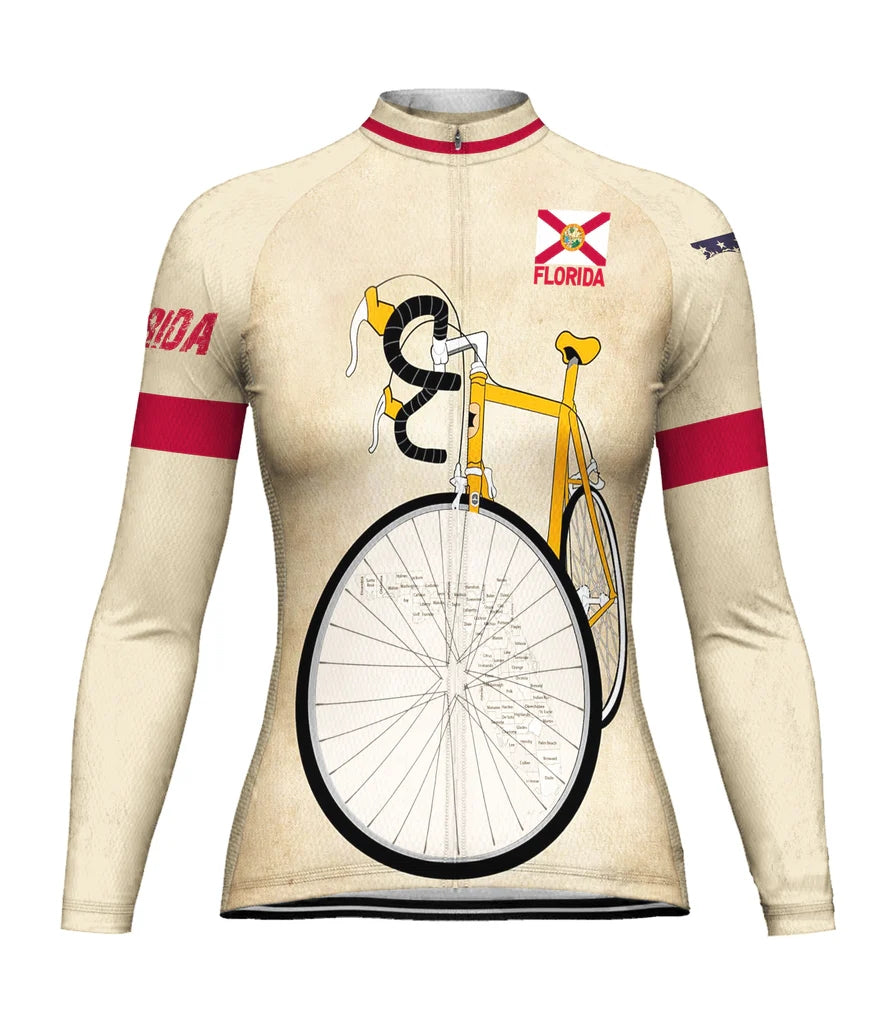 Custom Florida Women's Winter Thermal Fleece Cycling Jersey Long Sleeve