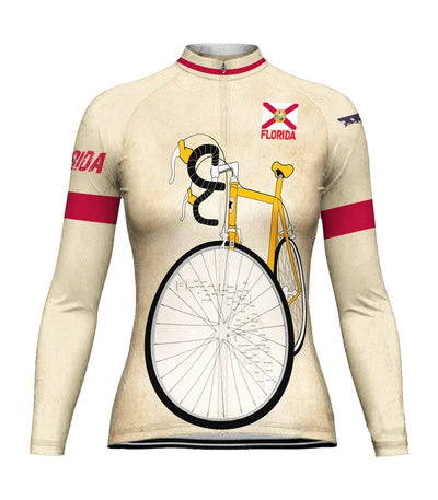 Custom Florida Women's Winter Thermal Fleece Cycling Jersey Long Sleeve