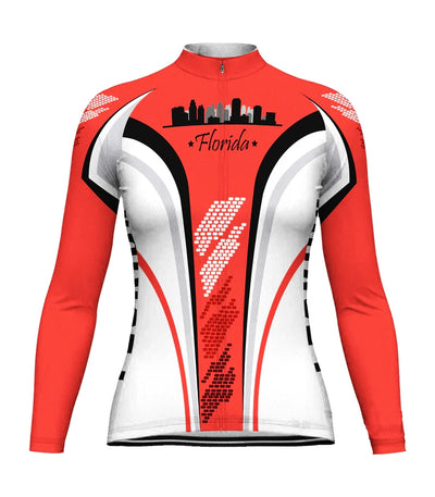 Custom Florida Women's Winter Thermal Fleece Cycling Jersey Long Sleeve