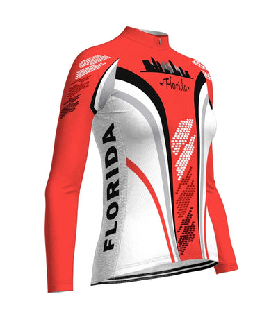 Custom Florida Women's Winter Thermal Fleece Cycling Jersey Long Sleeve