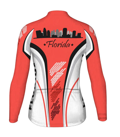 Custom Florida Women's Winter Thermal Fleece Cycling Jersey Long Sleeve