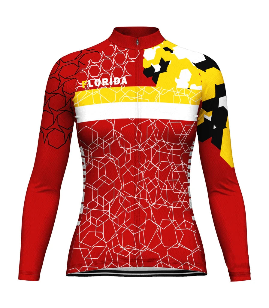 Custom Florida Women's Winter Thermal Fleece Cycling Jersey Long Sleeve