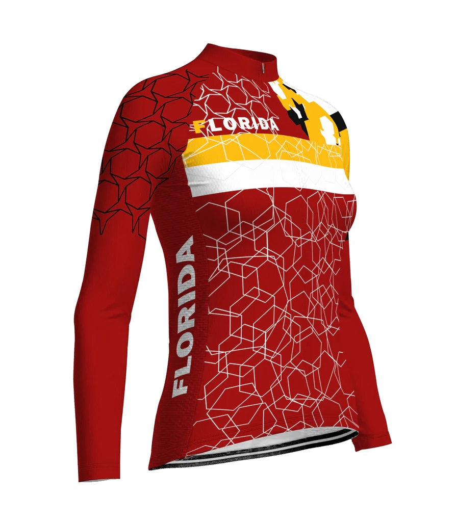 Custom Florida Women's Winter Thermal Fleece Cycling Jersey Long Sleeve