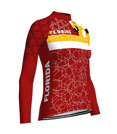 Custom Florida Women's Winter Thermal Fleece Cycling Jersey Long Sleeve