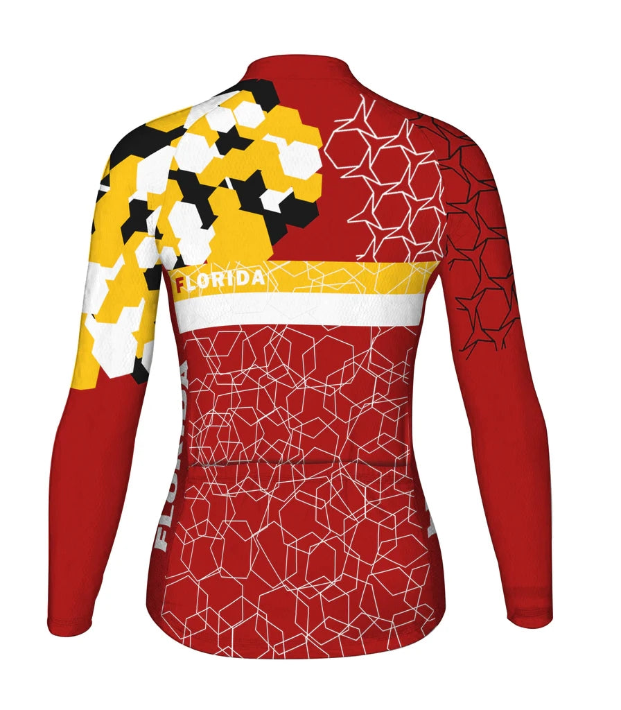 Custom Florida Women's Winter Thermal Fleece Cycling Jersey Long Sleeve