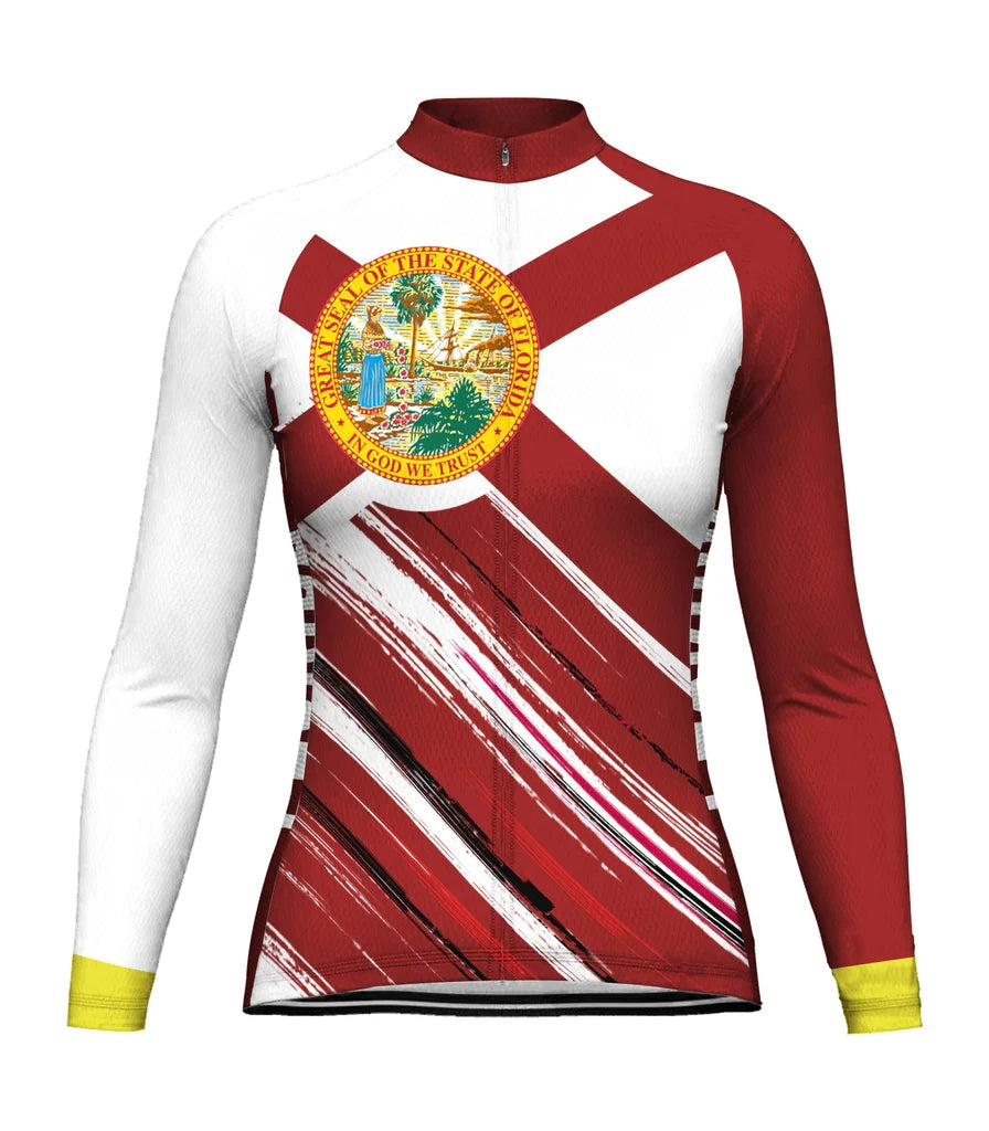 Custom Florida Women's Winter Thermal Fleece Cycling Jersey Long Sleeve