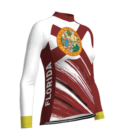 Custom Florida Women's Winter Thermal Fleece Cycling Jersey Long Sleeve