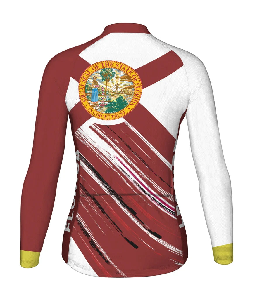 Custom Florida Women's Winter Thermal Fleece Cycling Jersey Long Sleeve