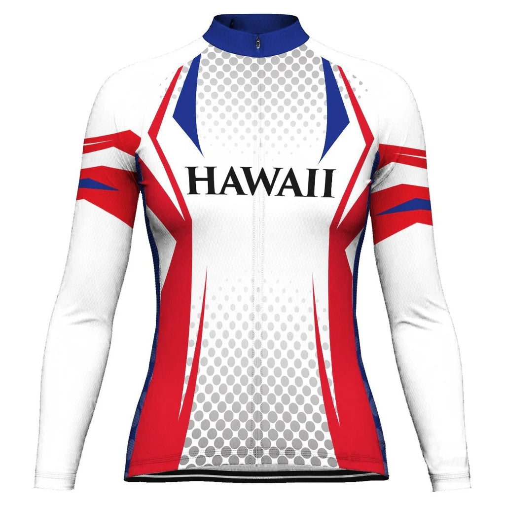Custom Hawaiian Women's Winter Thermal Fleece Cycling Jersey Long Sleeve