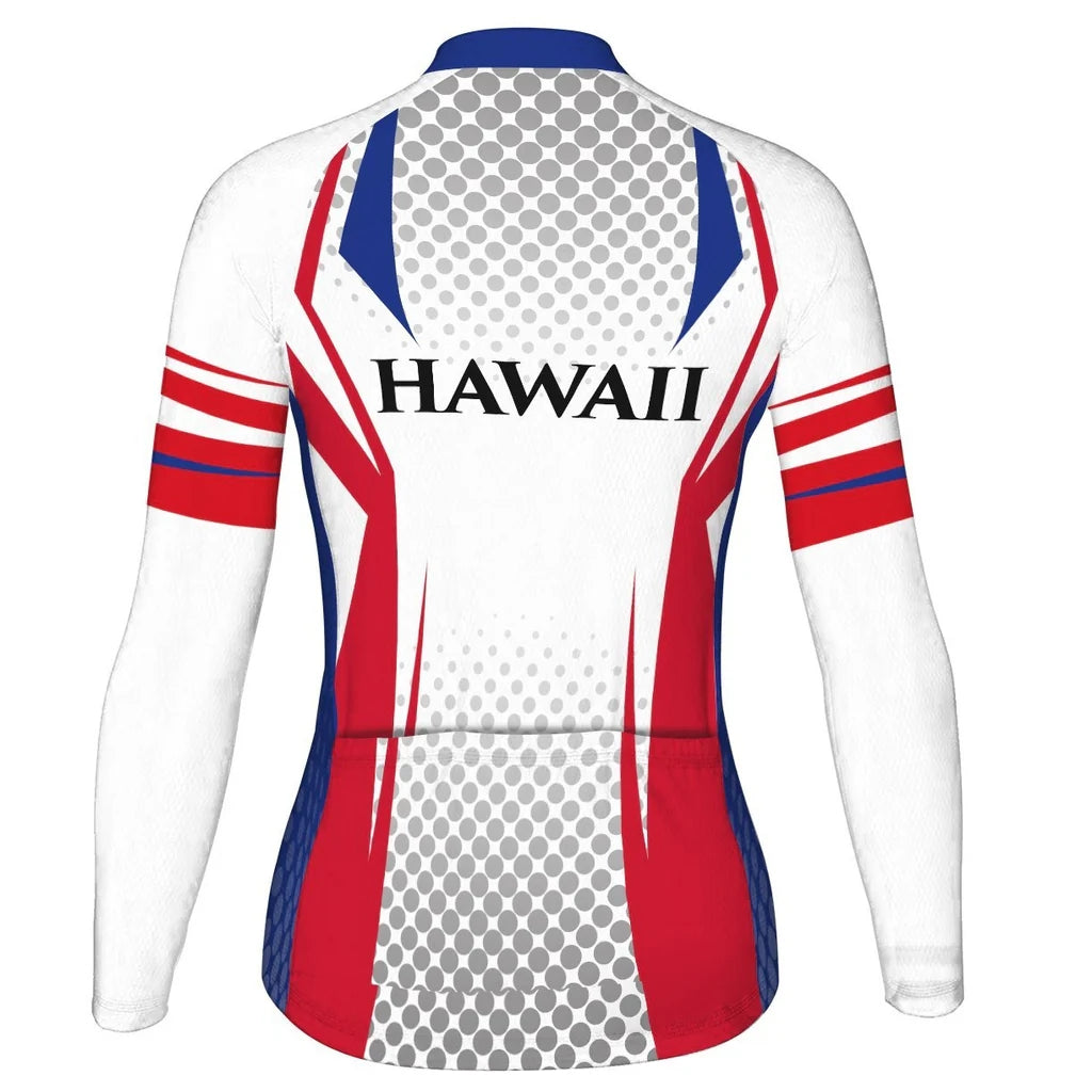 Custom Hawaiian Women's Winter Thermal Fleece Cycling Jersey Long Sleeve
