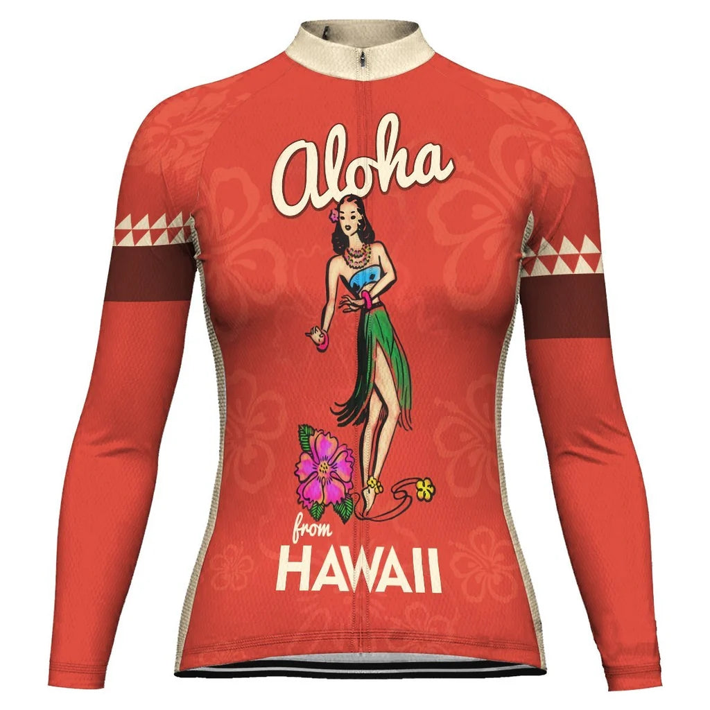 Custom Hawaiian Women's Winter Thermal Fleece Cycling Jersey Long Sleeve