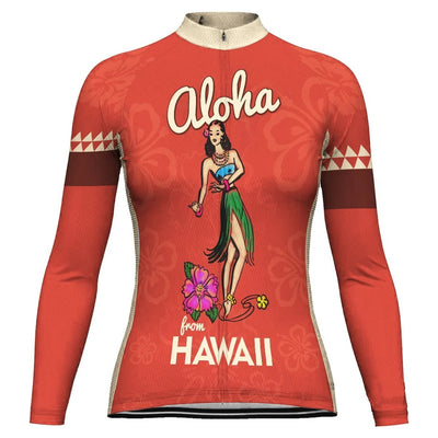 Custom Hawaiian Women's Winter Thermal Fleece Cycling Jersey Long Sleeve