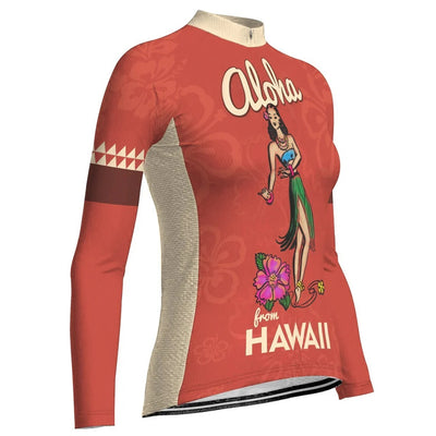 Custom Hawaiian Women's Winter Thermal Fleece Cycling Jersey Long Sleeve