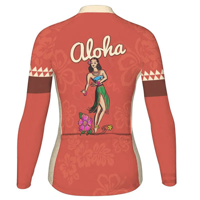 Custom Hawaiian Women's Winter Thermal Fleece Cycling Jersey Long Sleeve