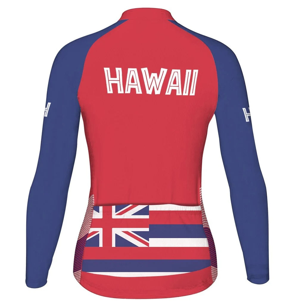 Custom Hawaiian Women's Winter Thermal Fleece Cycling Jersey Long Sleeve