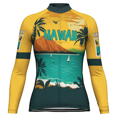 Custom Hawaiian Women's Winter Thermal Fleece Cycling Jersey Long Sleeve