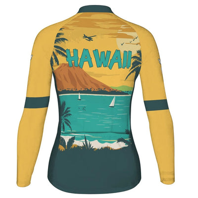 Custom Hawaiian Women's Winter Thermal Fleece Cycling Jersey Long Sleeve