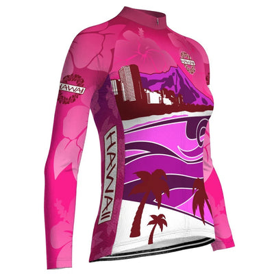Custom Hawaiian Women's Winter Thermal Fleece Cycling Jersey Long Sleeve