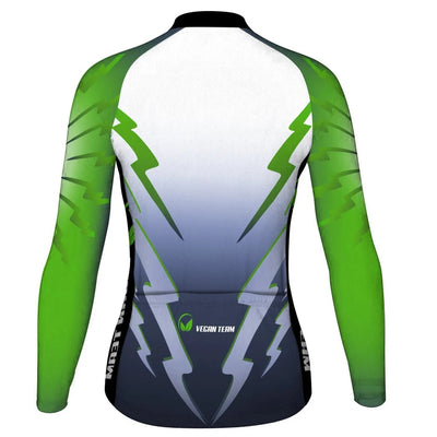 Custom Vegan Women's Winter Thermal Fleece Cycling Jersey Long Sleeve