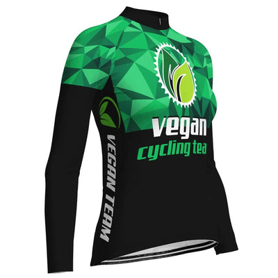 Custom Vegan Women's Winter Thermal Fleece Cycling Jersey Long Sleeve