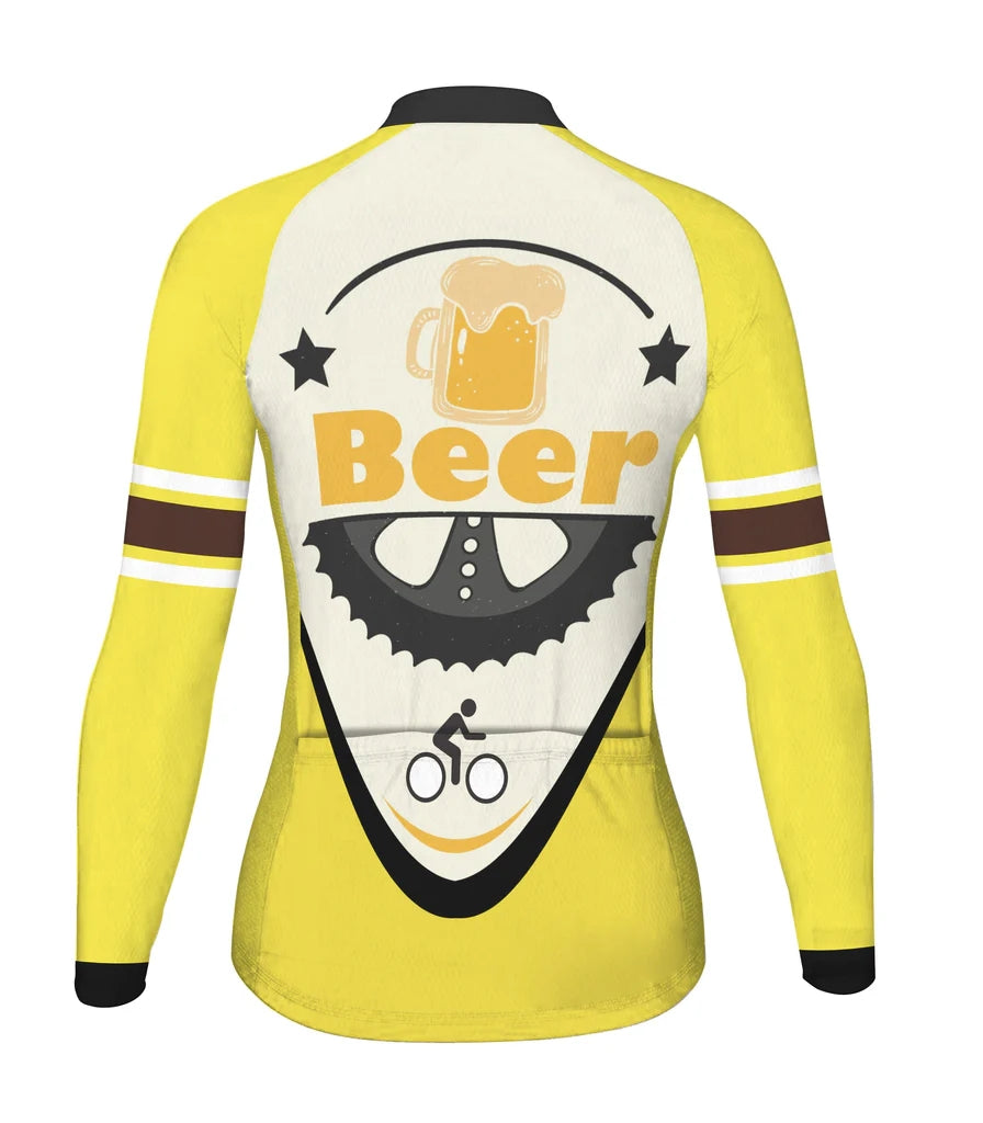 Custom Beer Women's Winter Thermal Fleece Cycling Jersey Long Sleeve