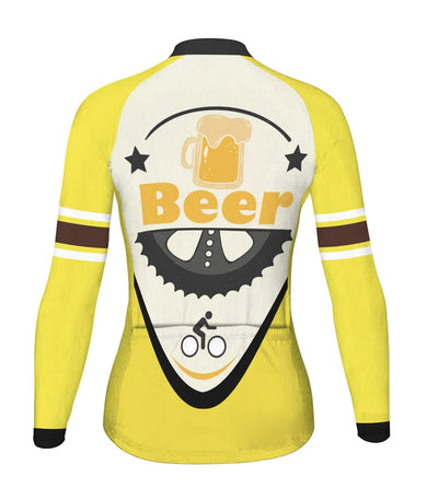 Custom Beer Women's Winter Thermal Fleece Cycling Jersey Long Sleeve