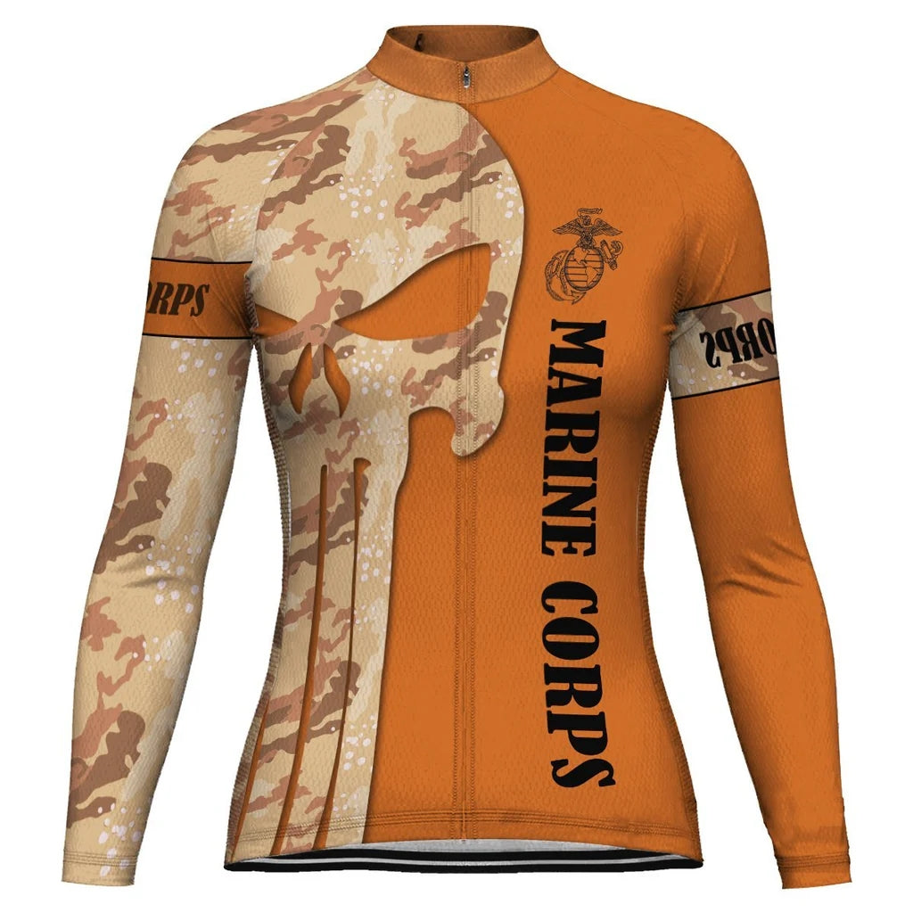 Custom Marine Corps Women's Winter Thermal Fleece Cycling Jersey Long Sleeve
