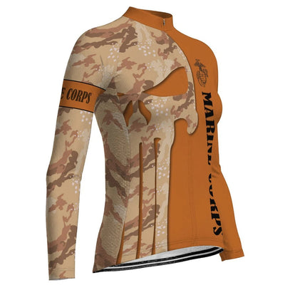 Custom Marine Corps Women's Winter Thermal Fleece Cycling Jersey Long Sleeve