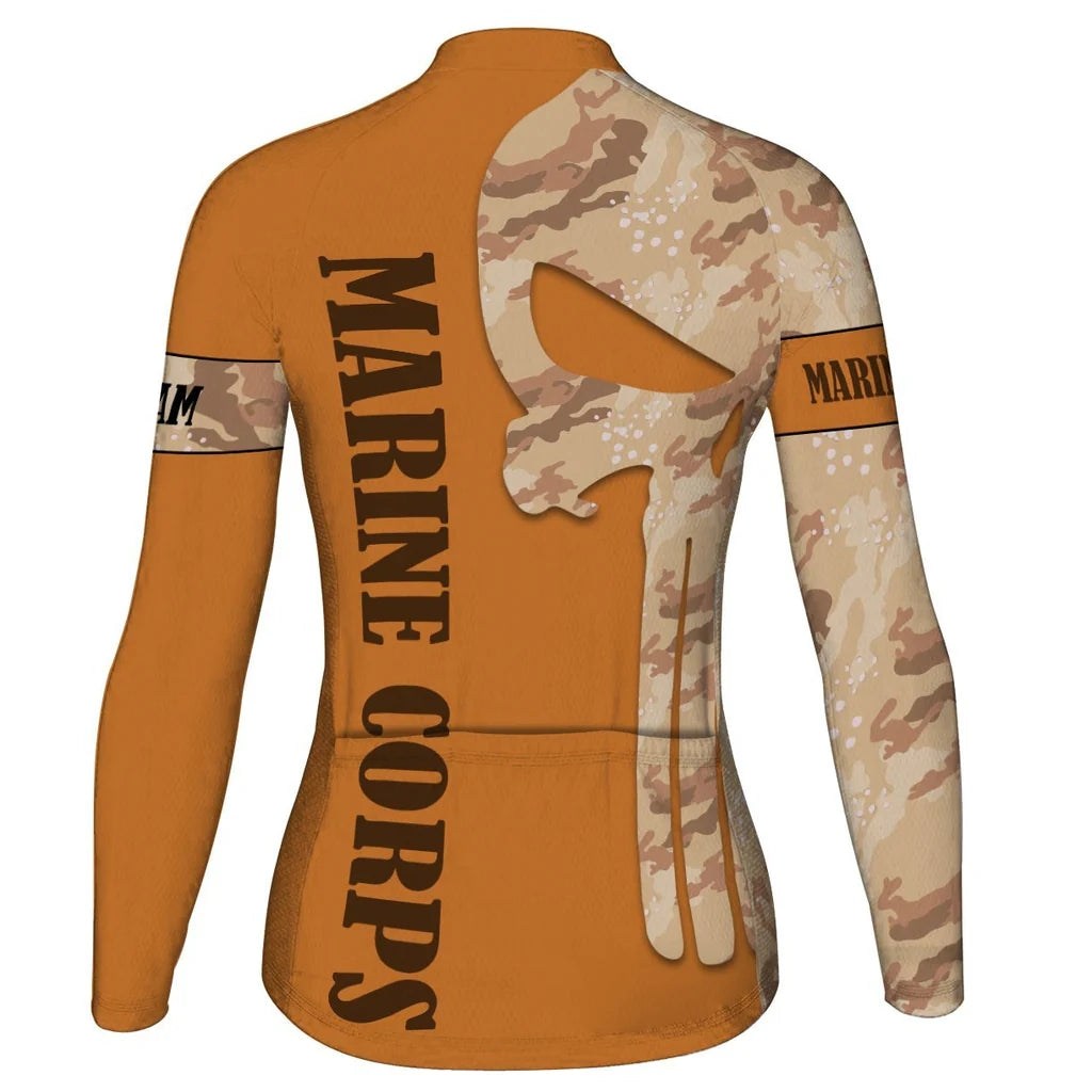 Custom Marine Corps Women's Winter Thermal Fleece Cycling Jersey Long Sleeve