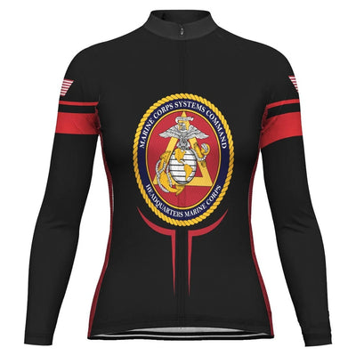 Custom Marine Corps Women's Winter Thermal Fleece Cycling Jersey Long Sleeve